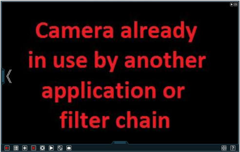 Такое сообщение Вы увидите в Xeoma при работе с USB камерами, если камера уже занята другим приложением