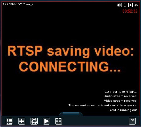 Переподключение к RTSP-потоку и сообщения от Детектора Проблем в программе для видеонаблюдения Xeoma