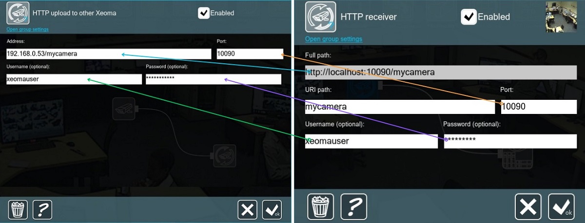 HTTP Receiver and HTTP upload to other Xeoma in Xeoma video surveillance software