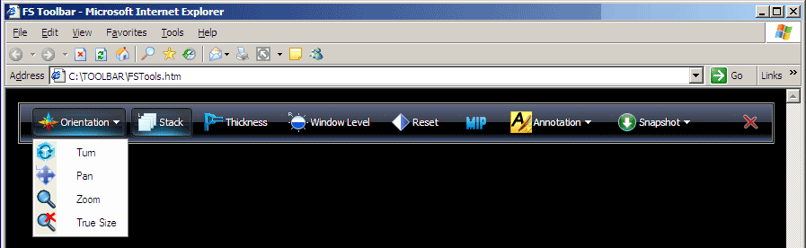 Vista style ActiveX toolbar fragment.