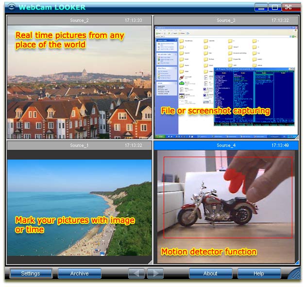 WebCam Looker - video surveillance software with motion detector