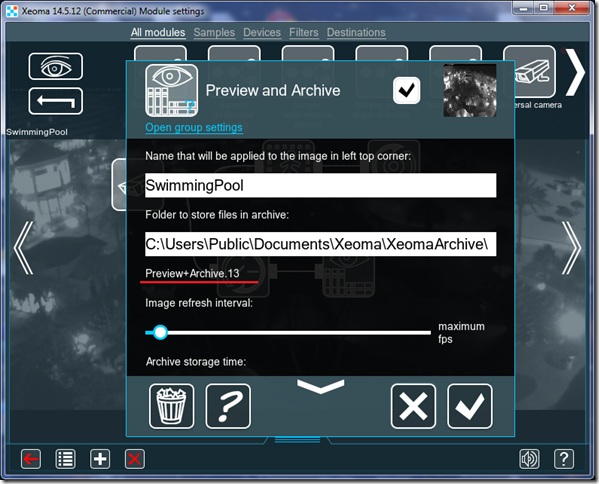 Настройки модуля Просмотр и архив в программе для видеонаблюдения Xeoma