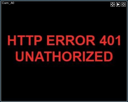 Xeoma free webcam software: the Unauthorized message tells you need to check camera's credentials