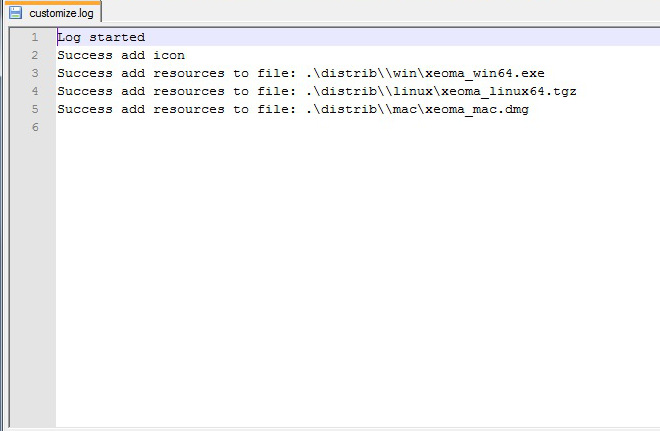 Бесплатный ребрендинг от Xeoma: лог утилиты кастомизации покажет ошибки или сообщение об успешном завершении кастомизации