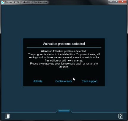 Ошибка и предупреждение о запуске в пробном режиме: программа для видеонаблюдения Xeoma