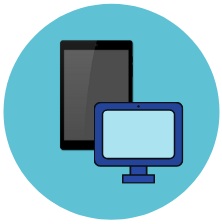 Tablet and computer icon that symbolizes broad OS compatibility