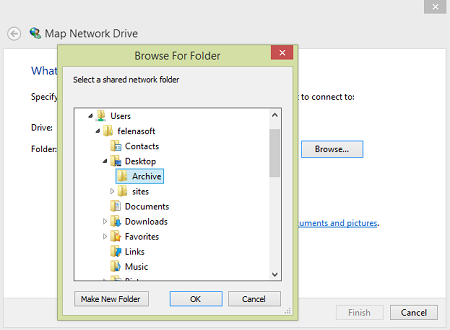 Choose network folder
