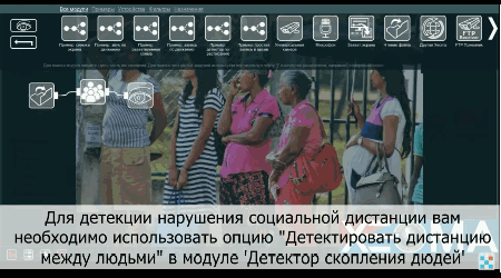 Детектор скопления людей в Xeoma