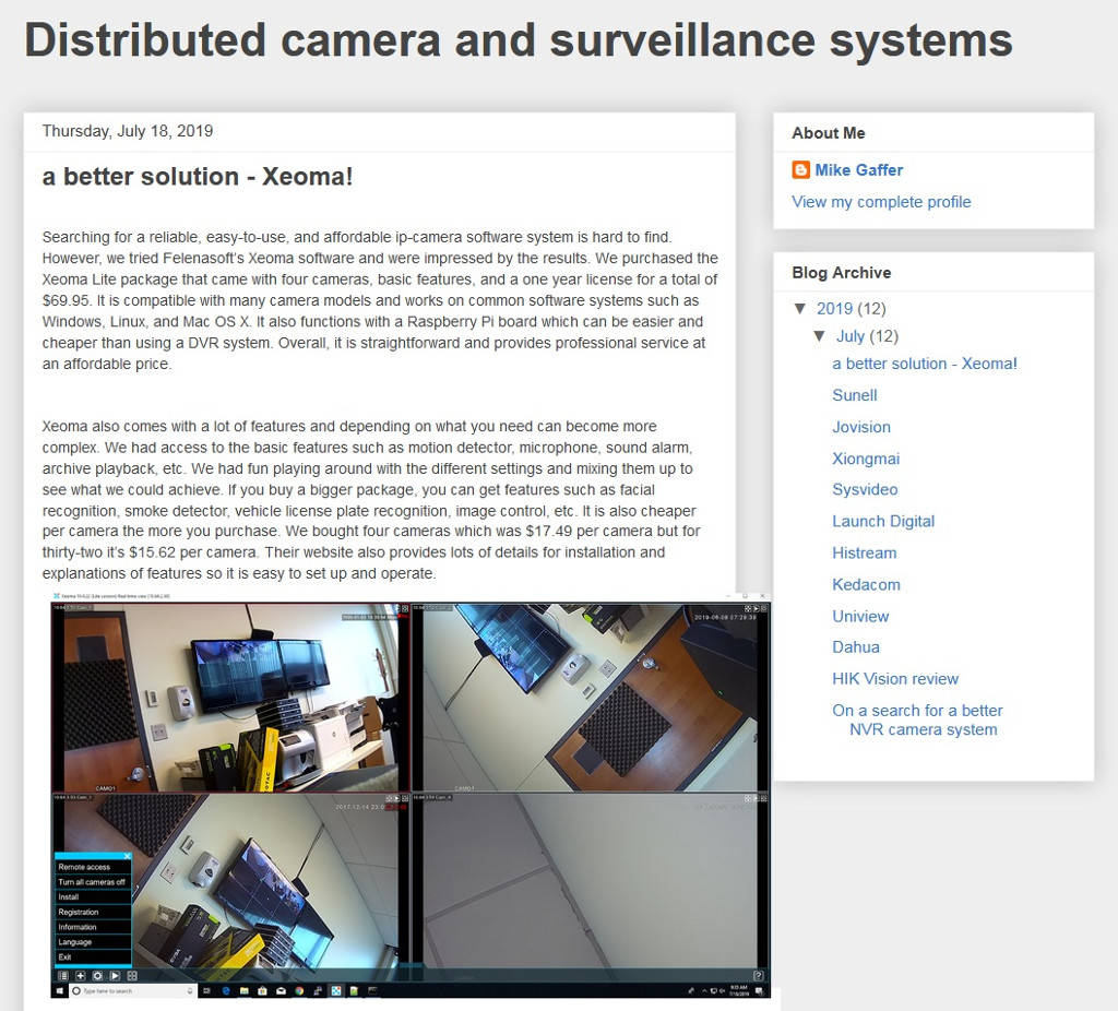 Distributed camera and surveillance systems: Xeoma - a better solution