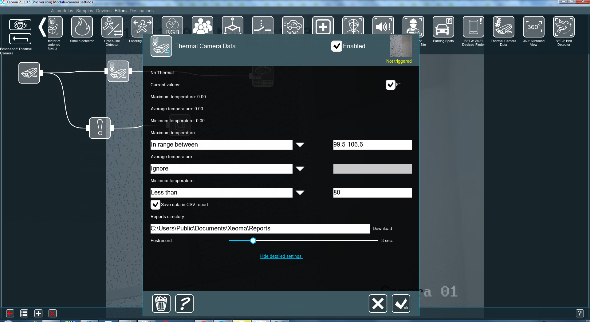 Xeoma's Thermal Camera Data module settings