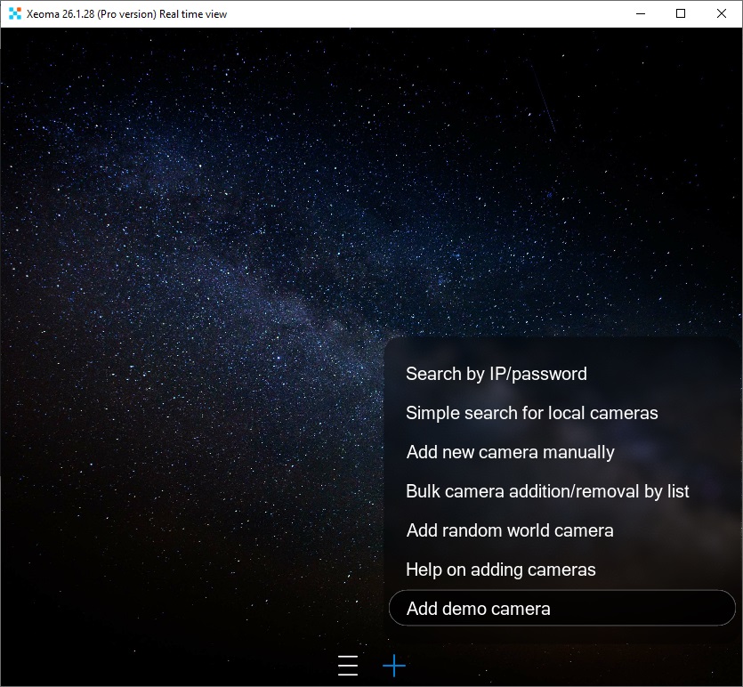 Adding a demo camera in Xeoma