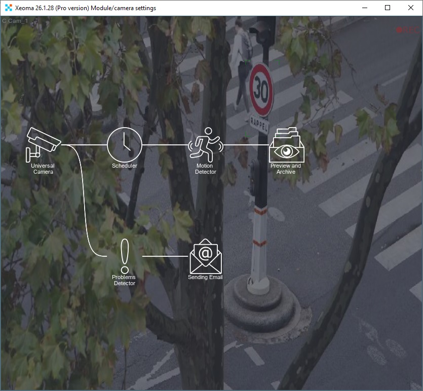 Adding a demo camera in Xeoma