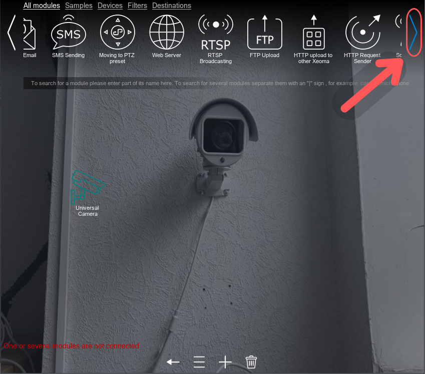 Searching for the RTSP Broadcasting module among all modules