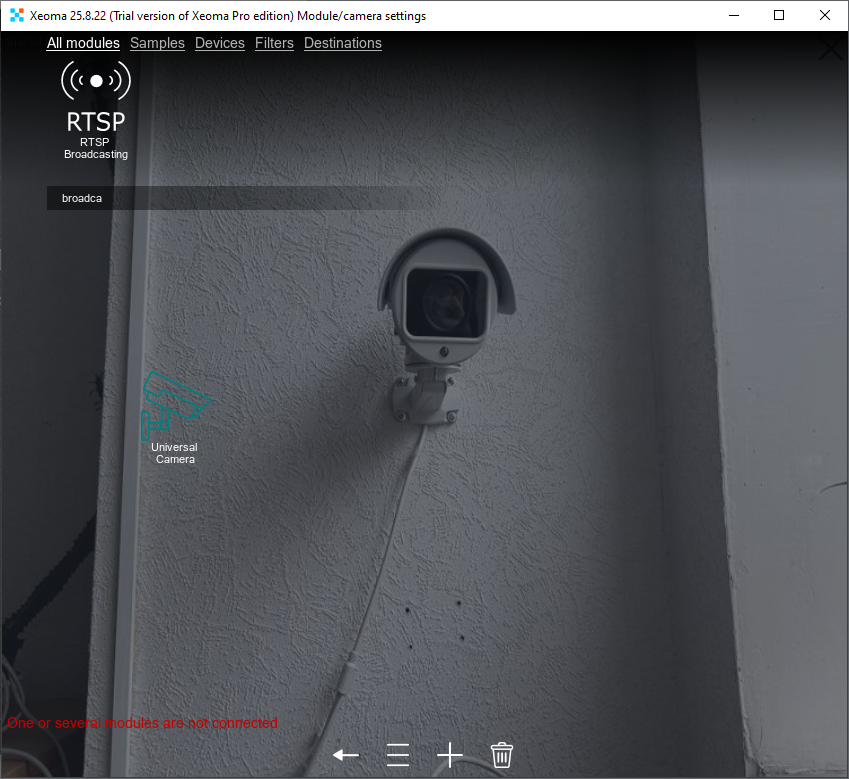 Searching for the RTSP Broadcasting module using search