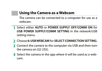 Using a Fuji photo camera as a webcam