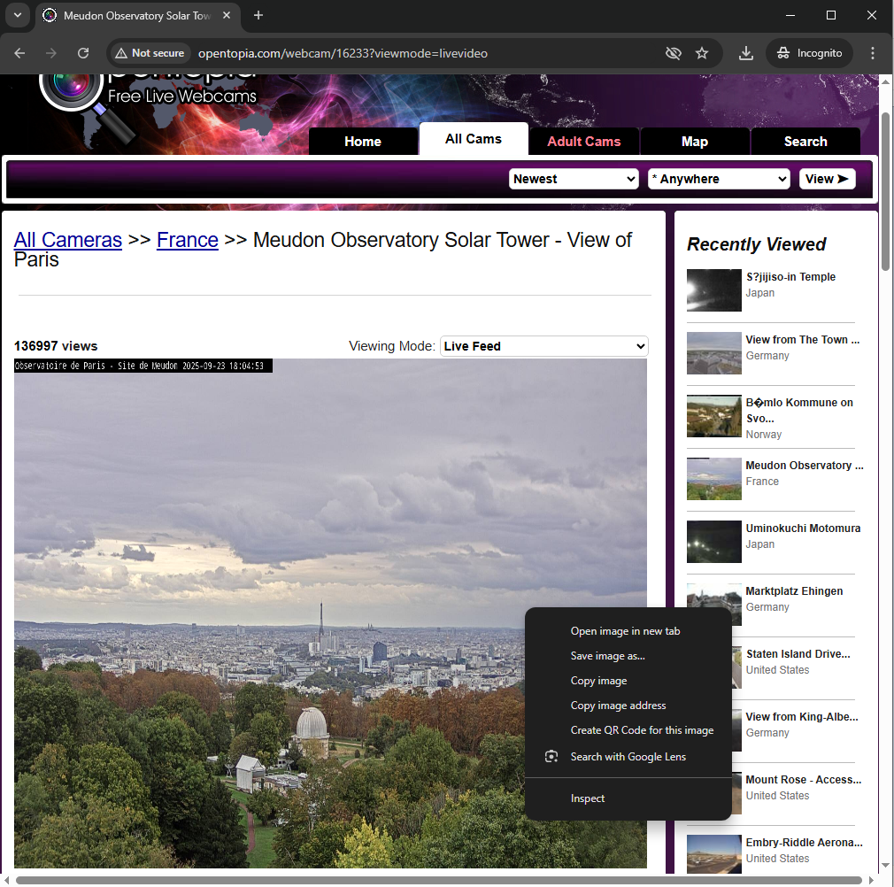 Copy the link from Opentopia