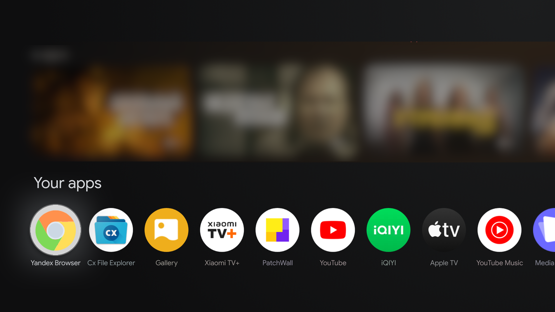 Finding the browser icon in the list of installed TV applications