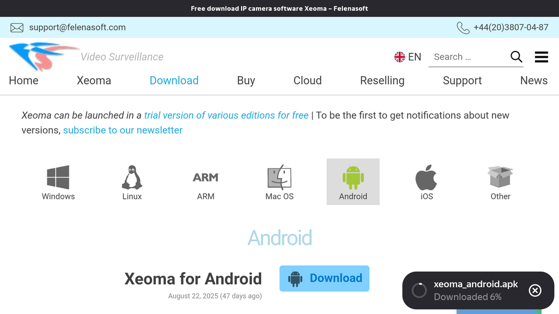 Download the Android application from xeoma.com