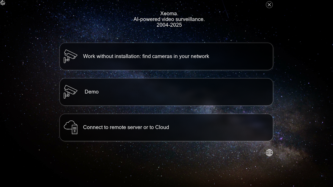 Welcome window: Find cameras on the network