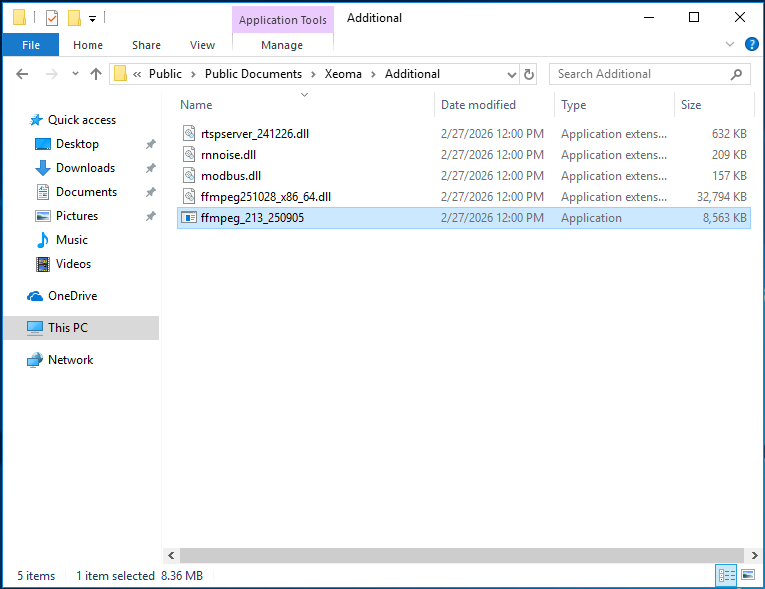 Open the Additional subfolder inside the Xeoma folder