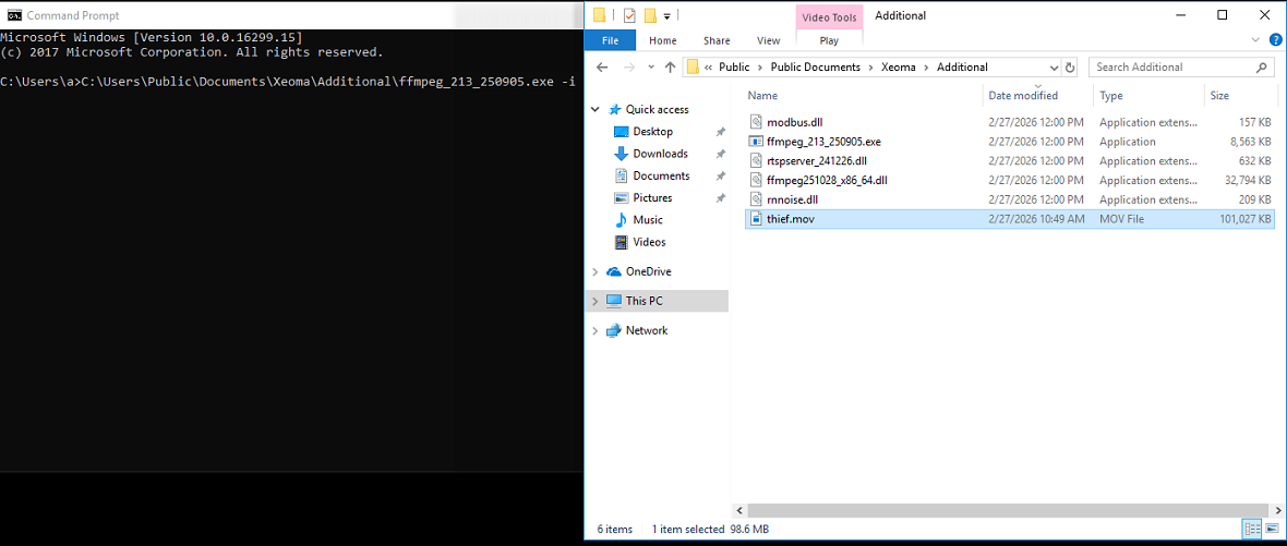 Drag the file to be converted into the console