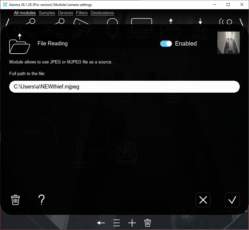Open the File Reading module settings