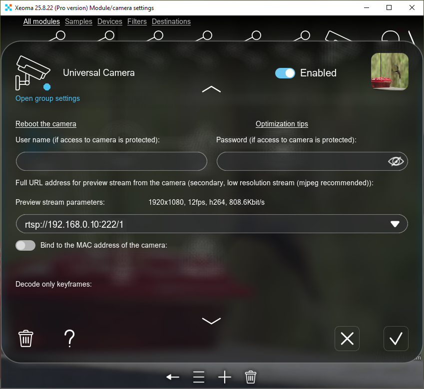 Emulated camera from a video stream