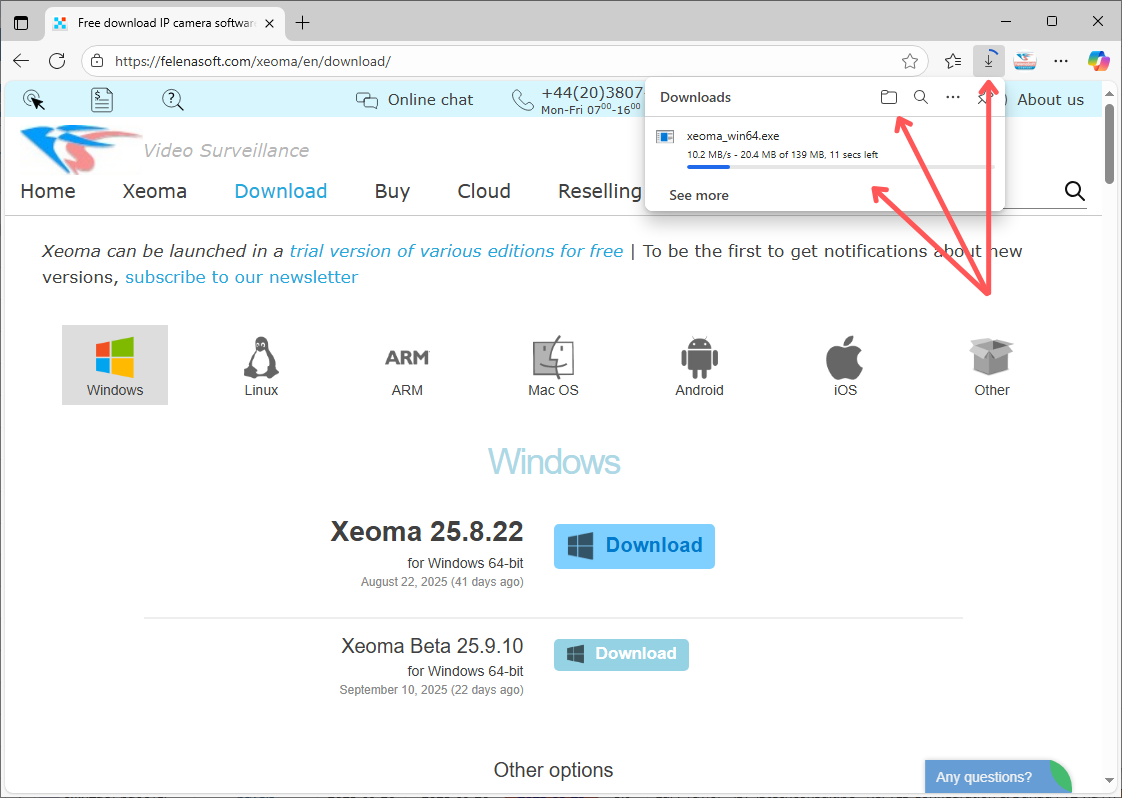 Locate the downloaded Xeoma file