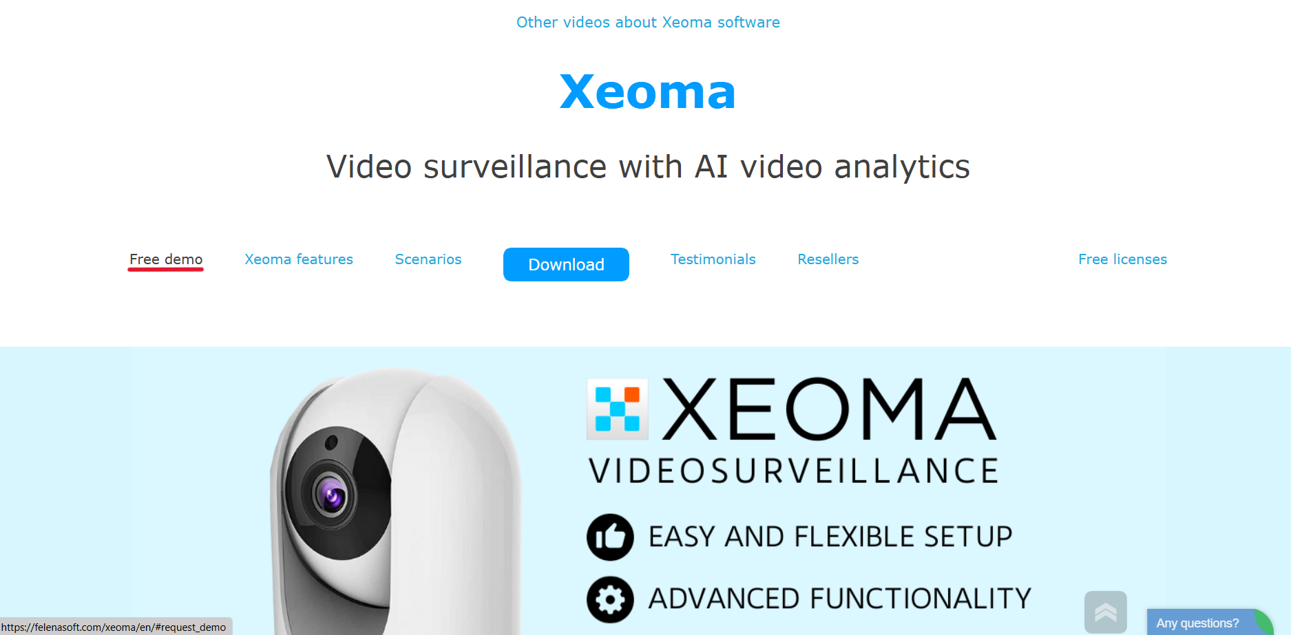 Free Demo section on Xeoma’s Main Page