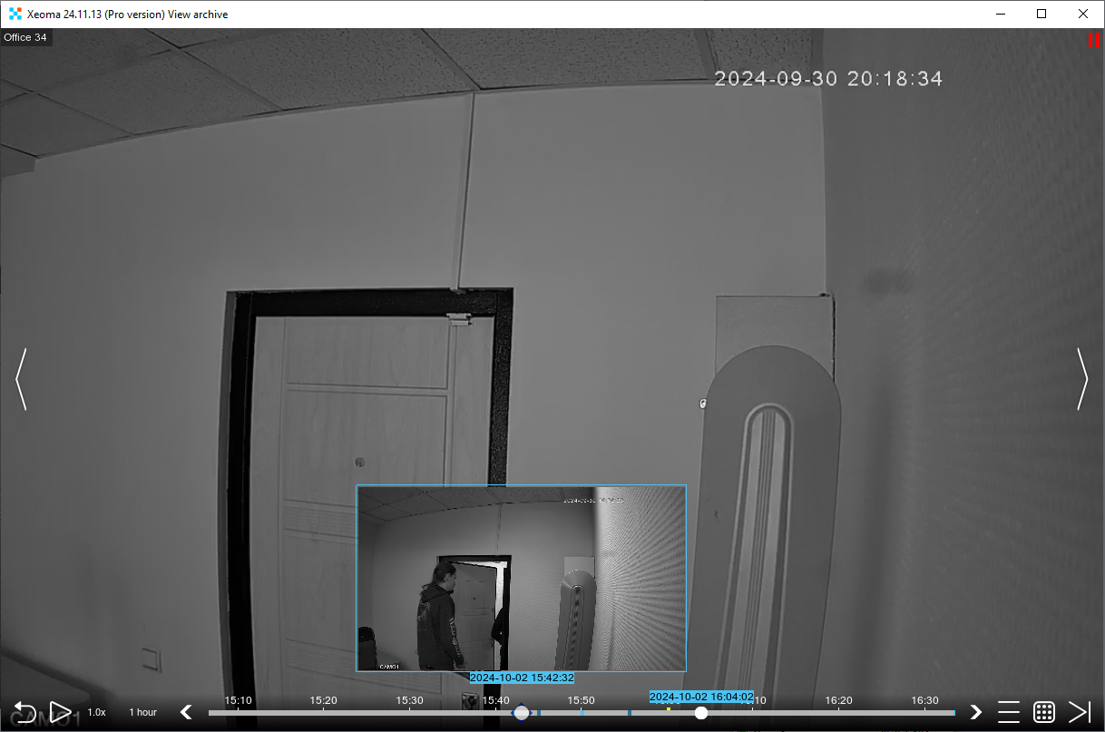 Xeoma video surveillance software's mini preview of a segment