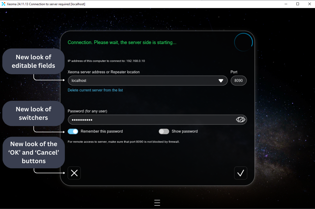 Connection Dialog with a new design