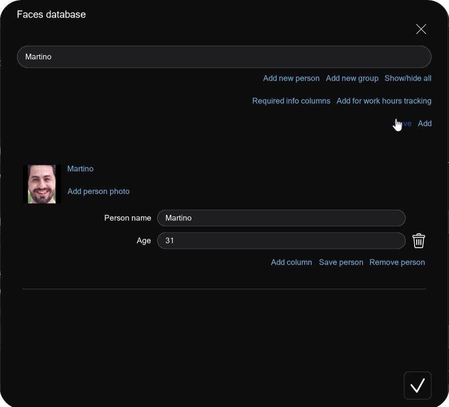 AI-powered face recognition in Xeoma