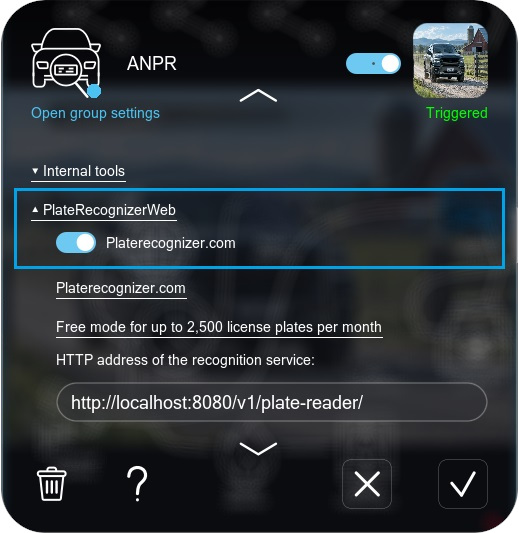 openALPR paid recognition example
