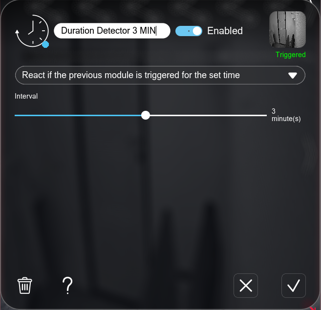 Duration Detector module in Xeoma video surveillance software: changing a name