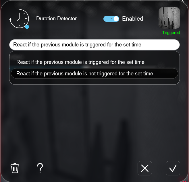 Duration Detector module in Xeoma video surveillance program: settings