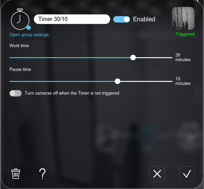 Timer module in Xeoma video surveillance software: changing a name