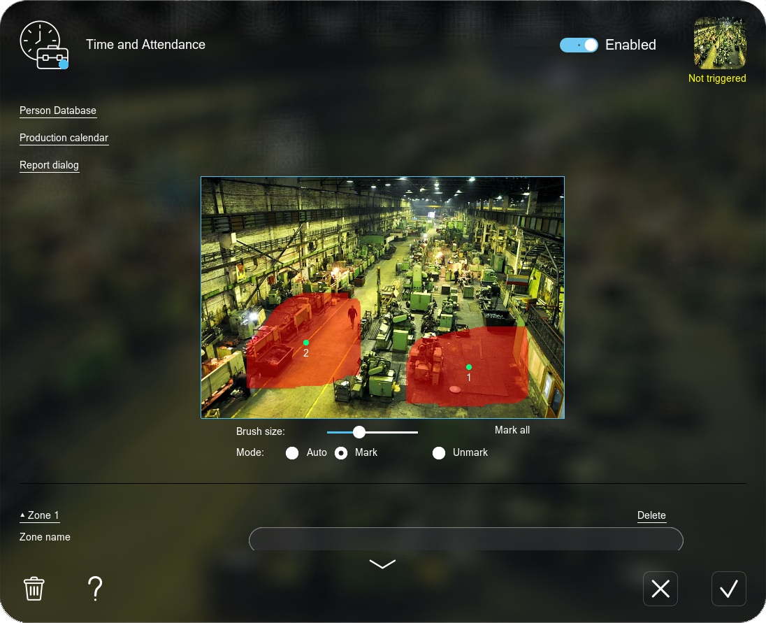 Time and attendance module in Xeoma