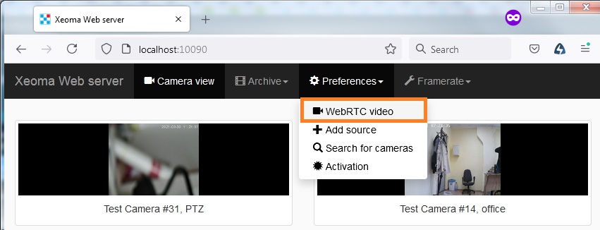 webRTC streams from Xeoma video surveillance software can be used for broadcasts in your site
