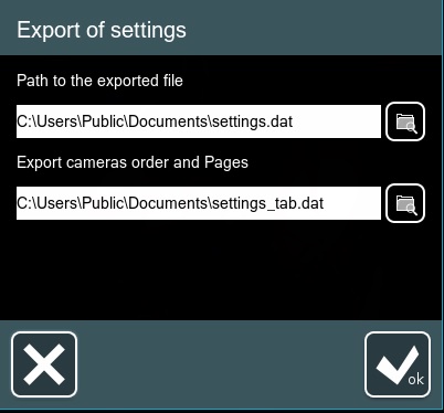 Export and import of Xeoma settings