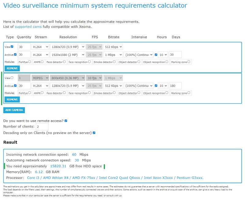 Disk space calculation for the additional low resolution archive: add a new section