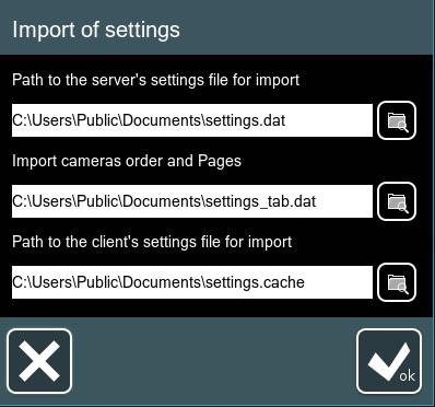 Export and import of Xeoma settings