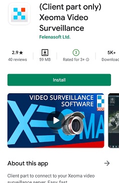 Xeoma Client page in Google Play